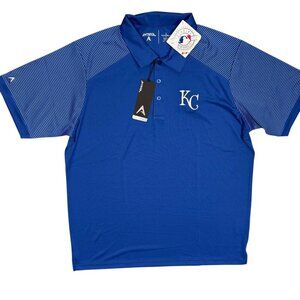 NWT Antigua MLB Kansas City Royals Short Sleeve Polo Golf Shirt Blue Large